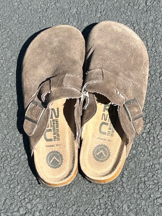 Shoes - Women’s Suede Slip-On Clogs with Buckle